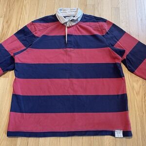 Vintage Rugby Ralph Lauren Shirt Mens 2XL Striped Long Sleeve Distressed